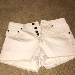 Free people beige jean shorts
